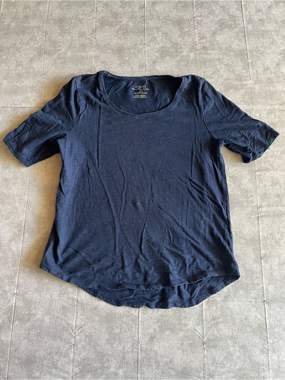 Chico's Dark Navy Short-Sleeve Scoop Neck Tee